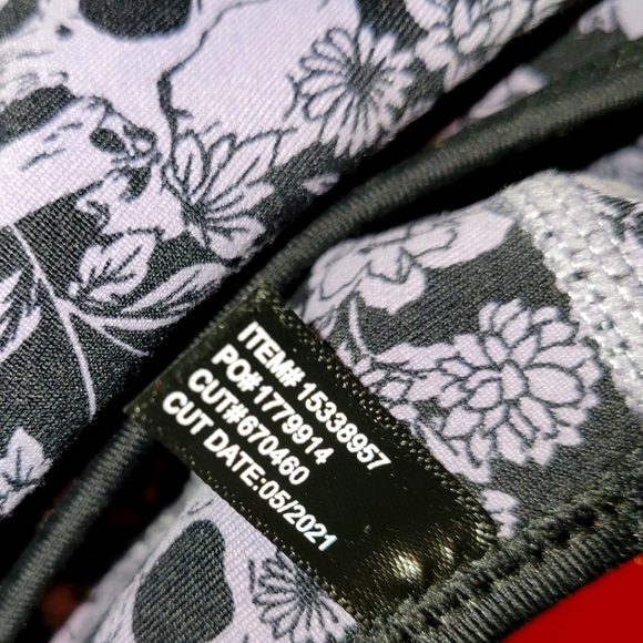 Racerback Torrid Black Purple Skull Floral Wicking Active Bra - Picture 6 of 14